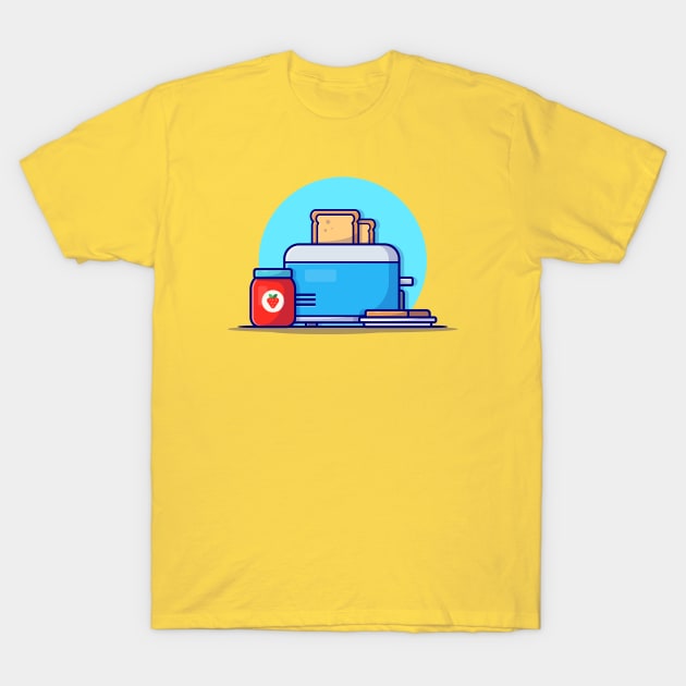 Toaster, Bread And Strawberry Jam Cartoon Vector Icon Illustration T-Shirt by Catalyst Labs